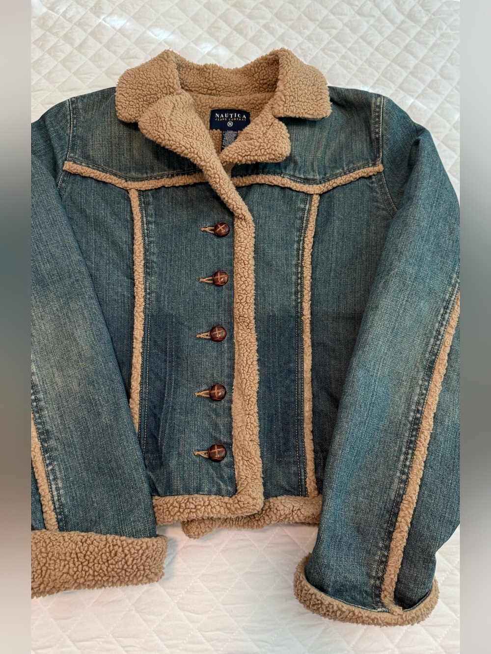 Nautica Blue Denim Jacket with Tan Sherpa